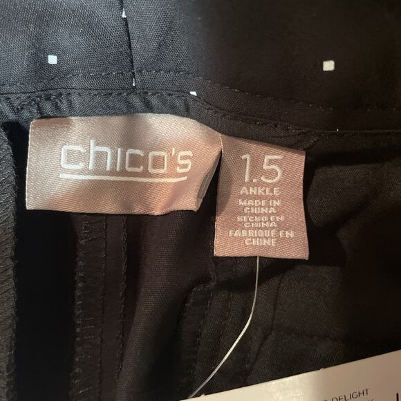 Chico’s Diamond Delight Double Chic Zip Ankle Pant Pattern Black - Size 1.5 NWT - Picture 6 of 8